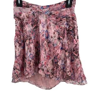 IRO Pink and Blue Abstract Mini Skirt